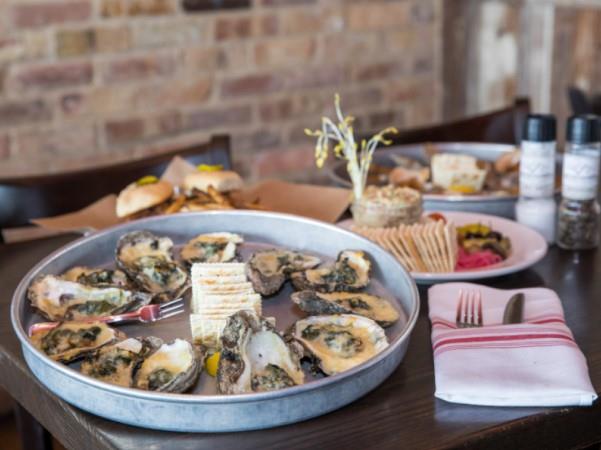 Oysters served at Boshamps Oyster House in Destin, Florida