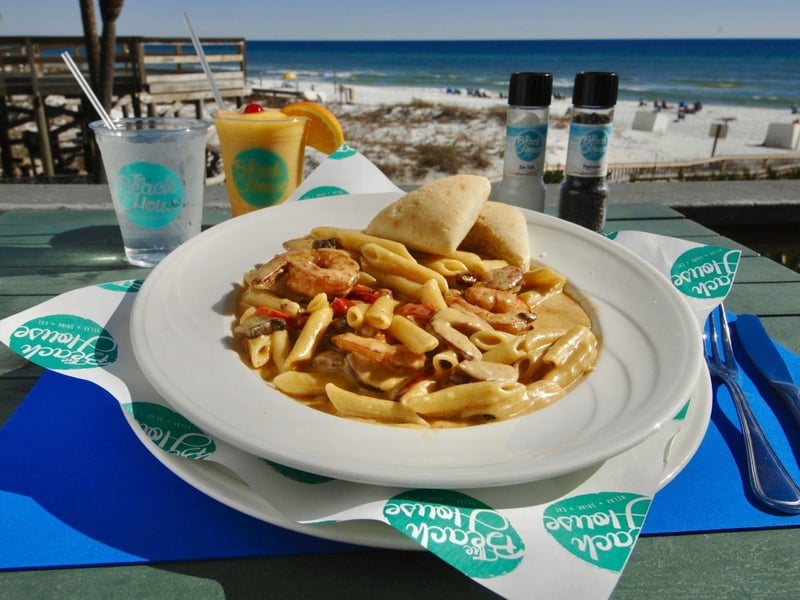 Crabmeat pasta with jumbo shrimp and andouille sausage