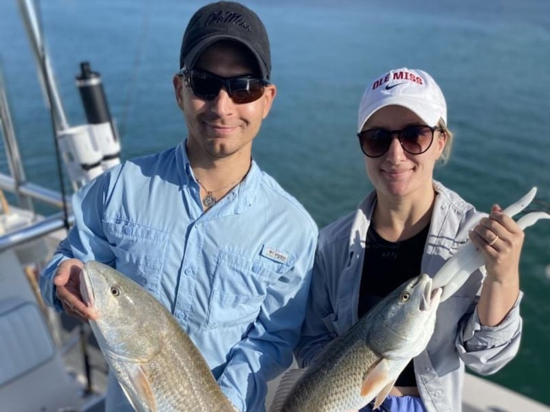 Two angers on a trip with Stellar Action Fishing Charters