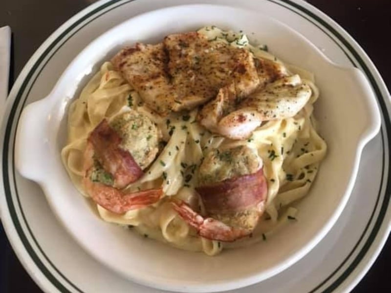 A seafood pasta at Petrellas Italian Cafe in Pensacola, Florida