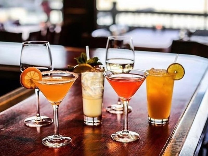 Cocktails on the bar at The Fish House in Pensacola, Florida
