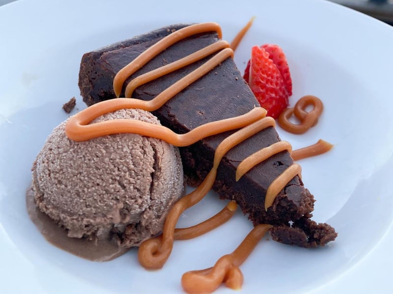 A chocolate cake at the Fish House in Pensacola, Florida