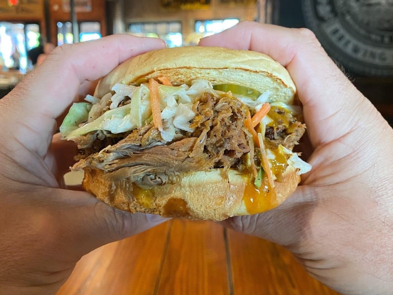 A barbecue sandwich at History Class Brewing Company