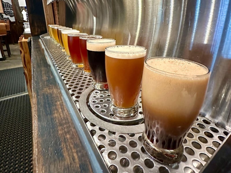 Different beers on tap at History Class Brewing Company in Panama City, Florida
