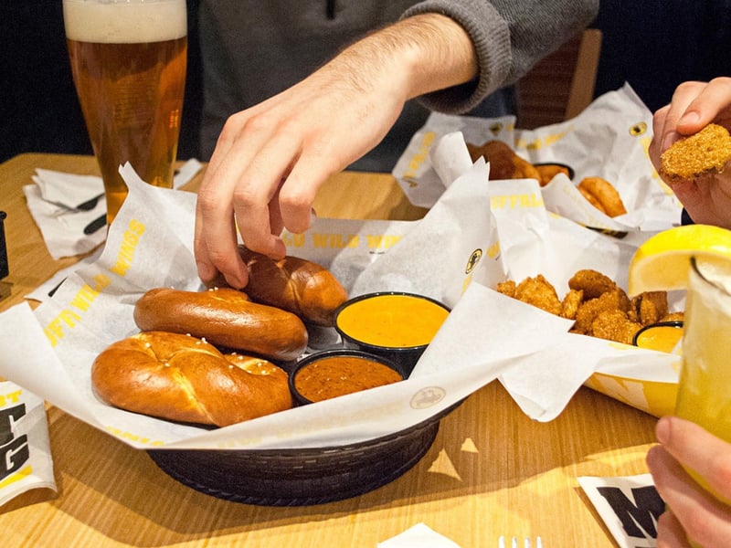 Soft pretzels with cheese at Buffalo Wild Wings