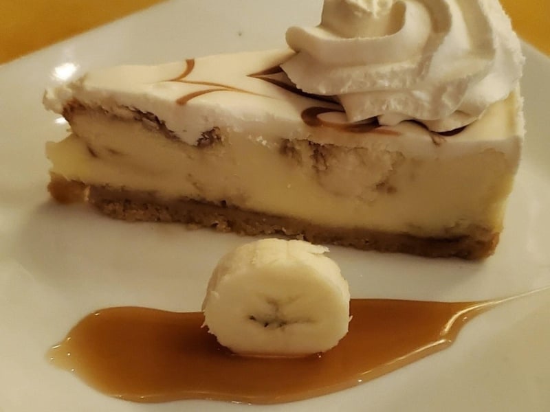 Bananas fosters cheescake at Old Bay Steamer
