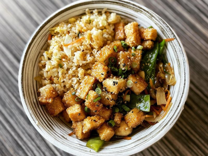 The teriyaki tofu bowl at Soi Bistro in Fort Walton Beach, Florida