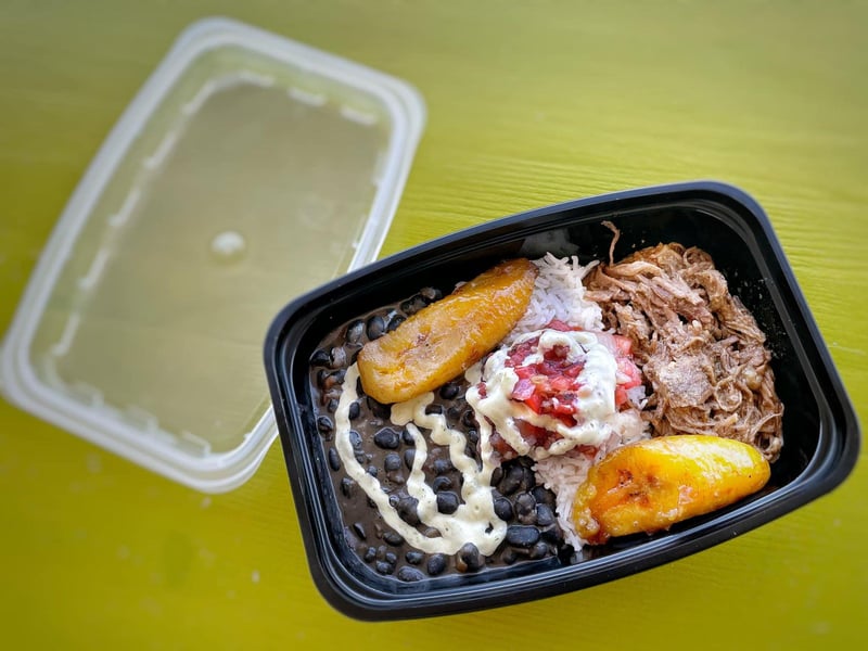 The lunch burrito bowl at Cafe Con Leche in Apalachicola, Florida
