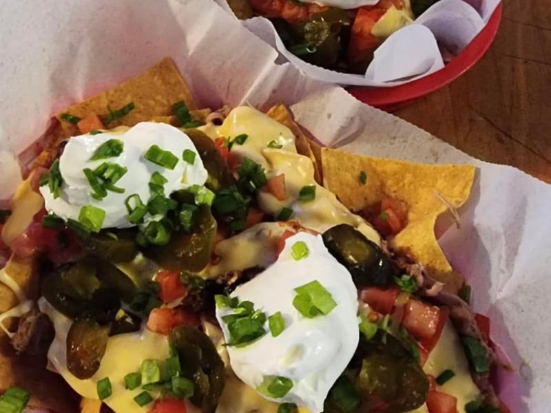 Nachos with your choice of chicken or pork
