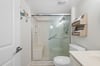 Walk in shower with shower bench and hand rails