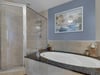 Modern Primary bath with walk in shower and jacuzzi tub