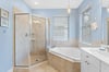 Primary bathroom with tub and walk in shower