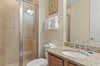 Enjoy the private bathroom with a walkin shower, granite countertops, and fresh towels waiting for you. Ample storage and modern fixtures make freshening up a breeze.