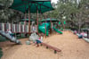 The Forsyth Park playground is right next to a cafe and visitor center.