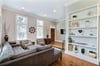 View of the sleeper sofa facing the front door.