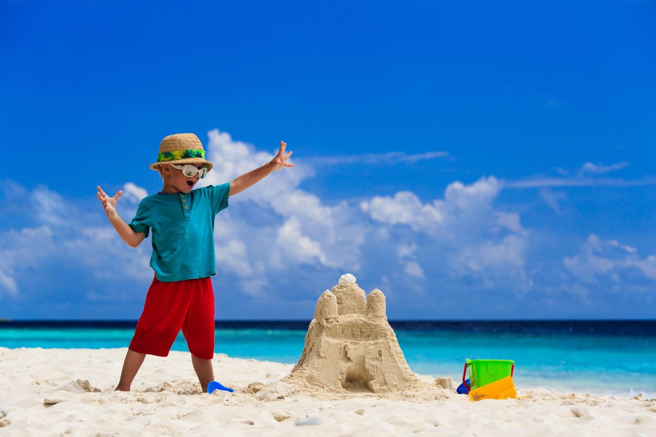Boy Building a sandcastle