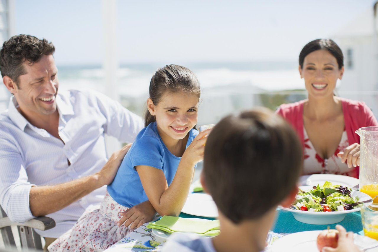 Family Dining at Beach Restaurant