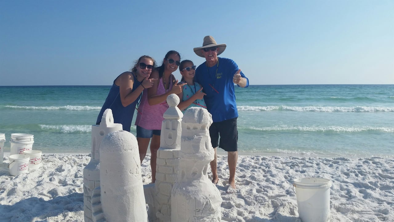 sand castle lesson with beach sand sculptures