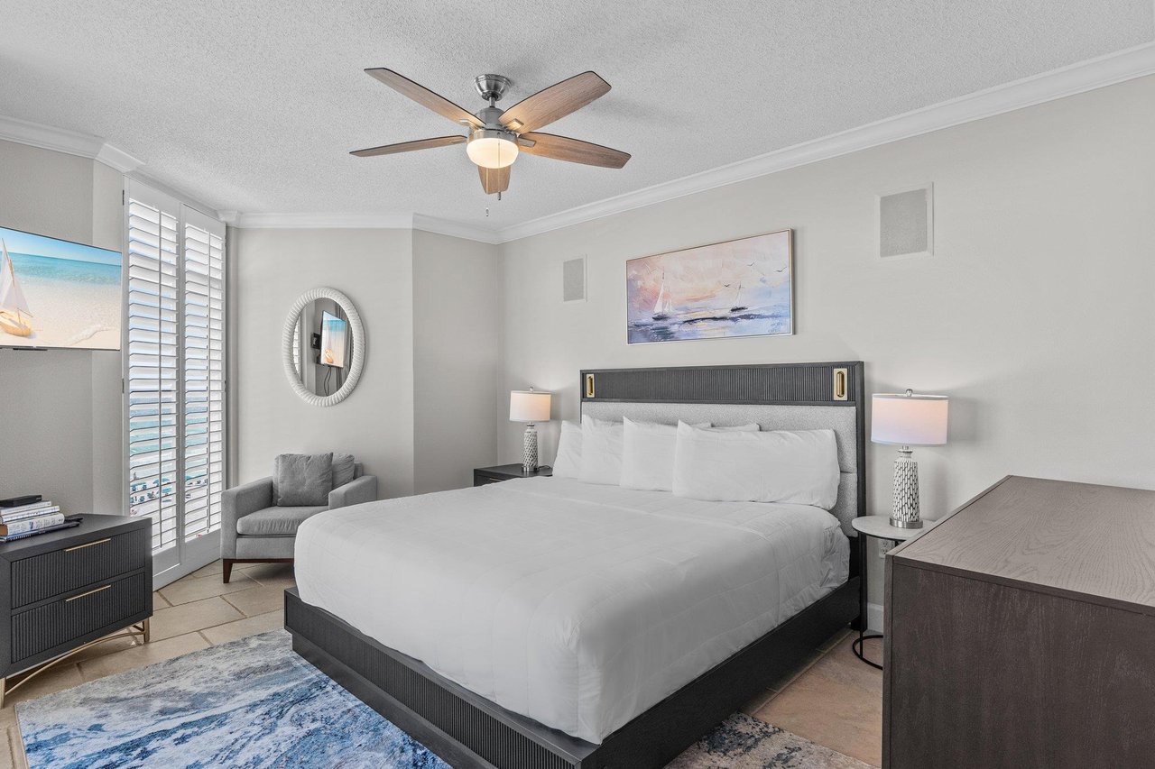 Primary Bedroom with Gulf View and Access to the Private Balcony