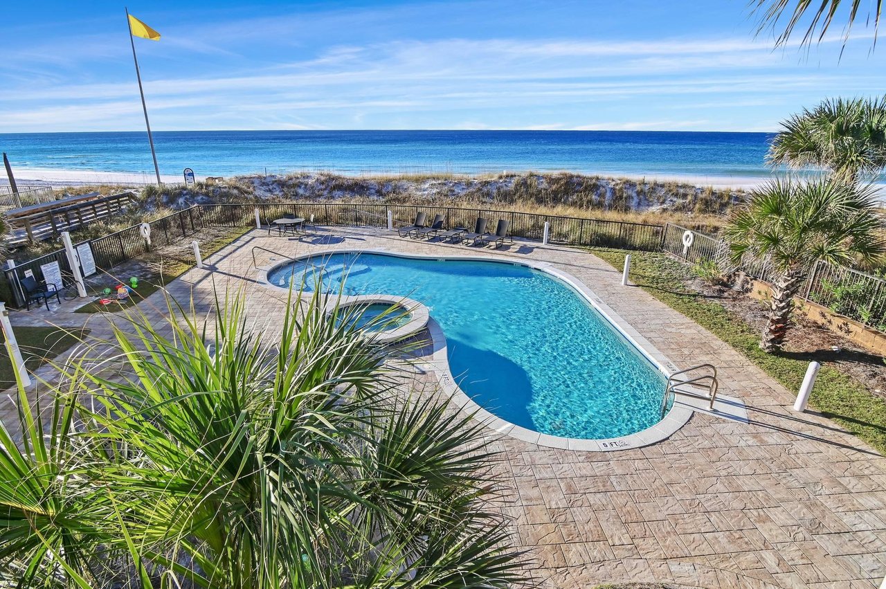 Beautiful View of Pool and Beach from Private Balcony