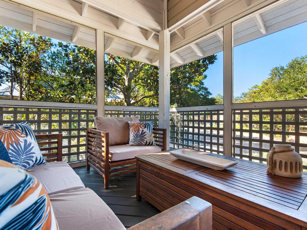 Beautiful Accents on Private Screened Porch