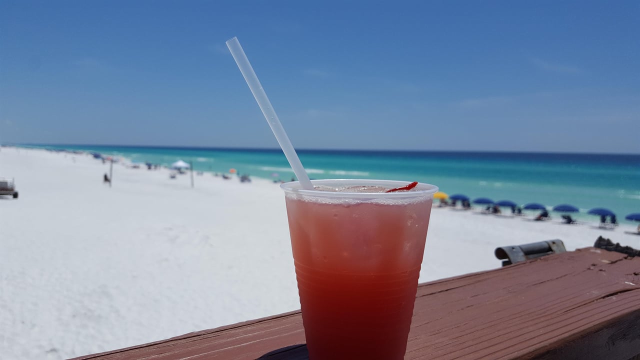 A beach drink at Whales Tail