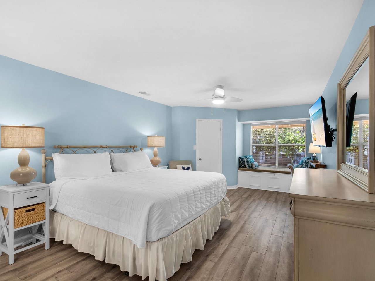Bedroom 1 with King Bed  Coastal Decor