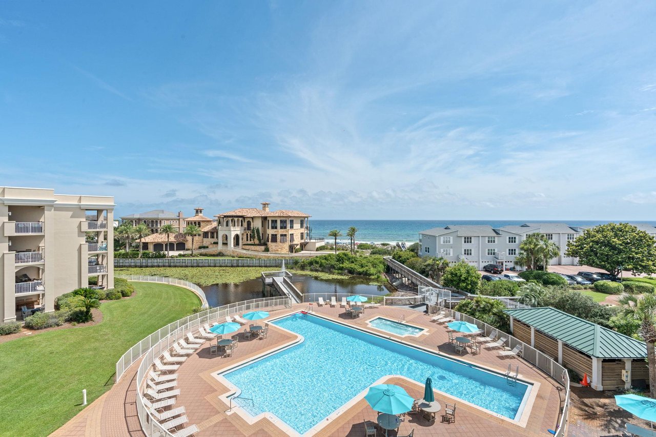Breathtaking views of the Gulf, pool, and dunes from your large private balcony.