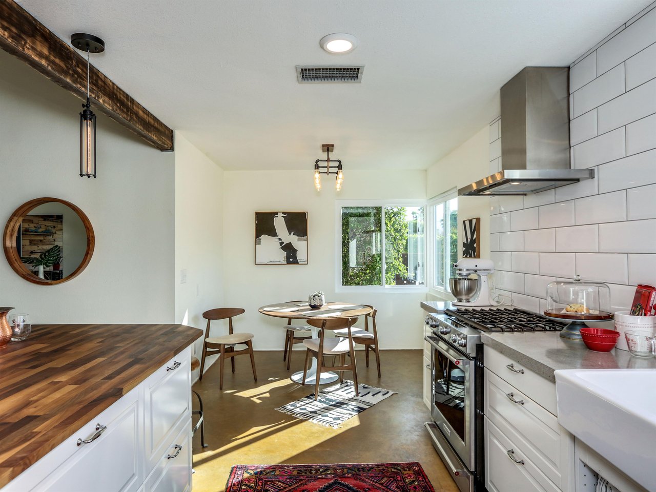 The bright dining area