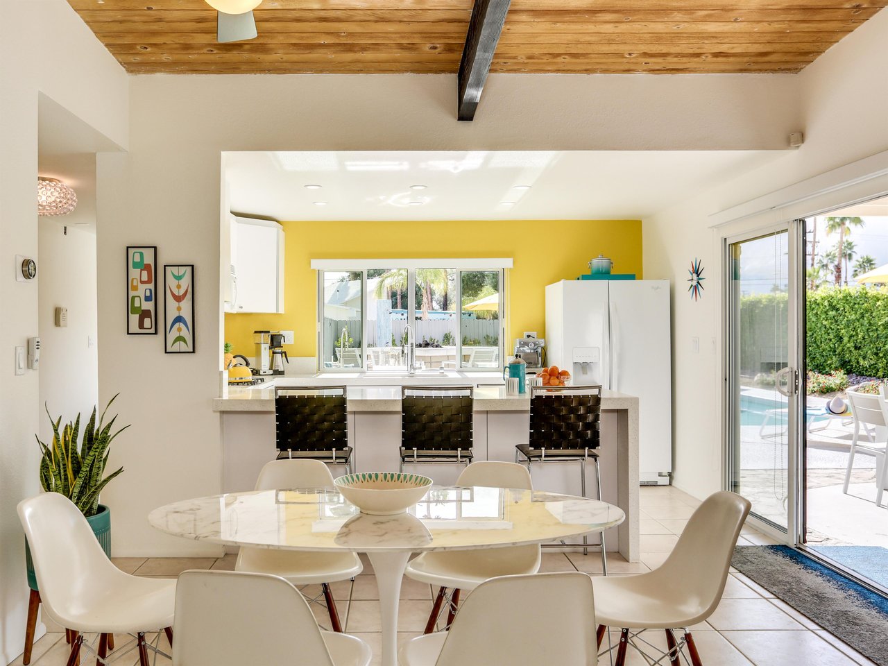 The bright dining area