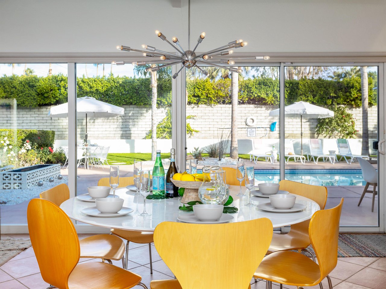 The bright dining area