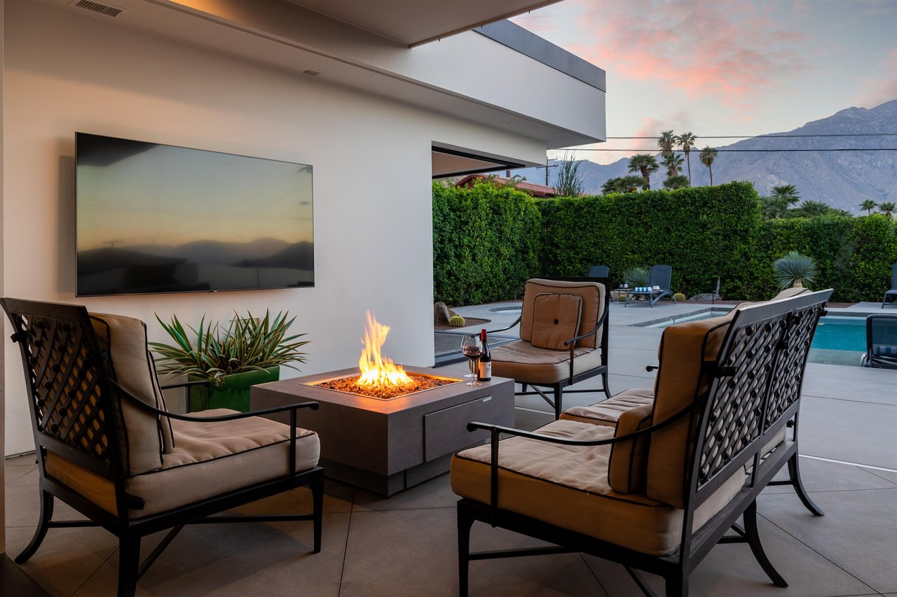 Relax by the toasty firepit