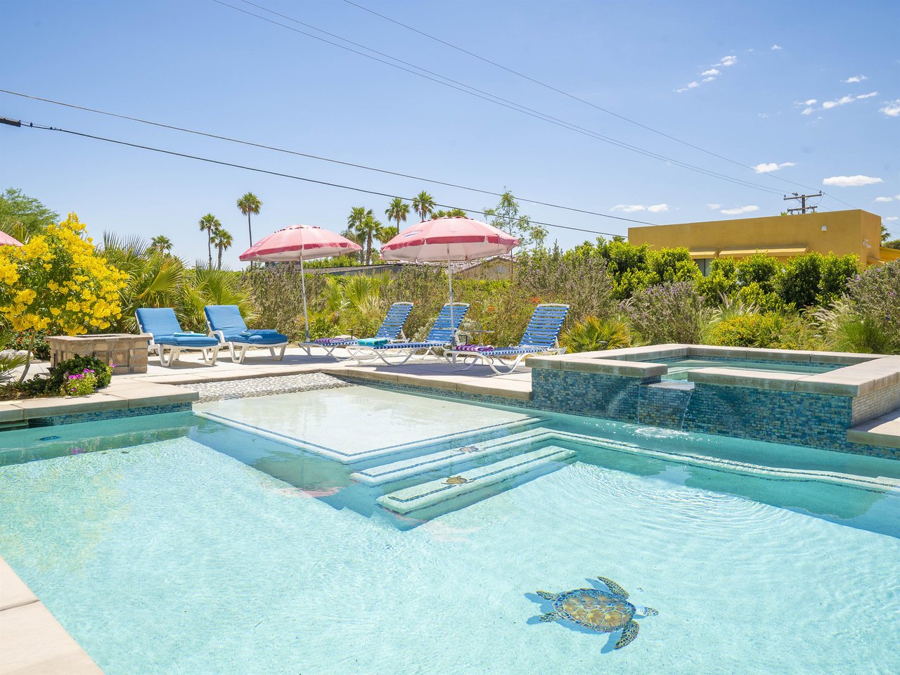 Plenty of poolside chaise lounges