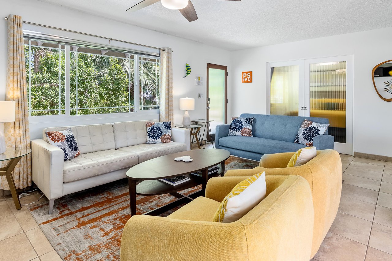 Living room with comfy chairs and couches