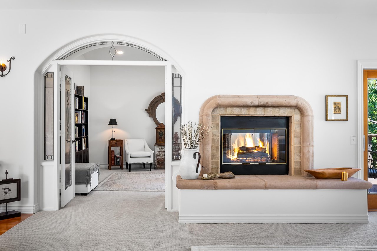 Cozy indoor fireplace