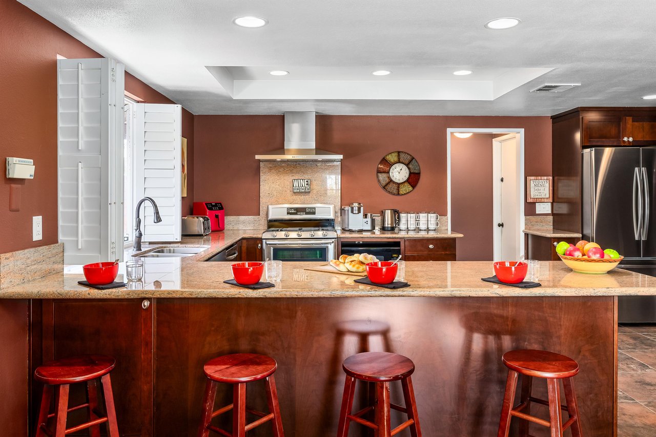 Pull up a stool at the spacious kitchen counter