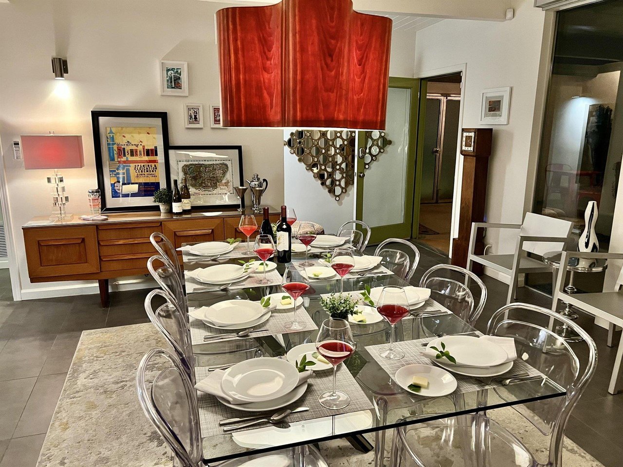 Dining table set for eight