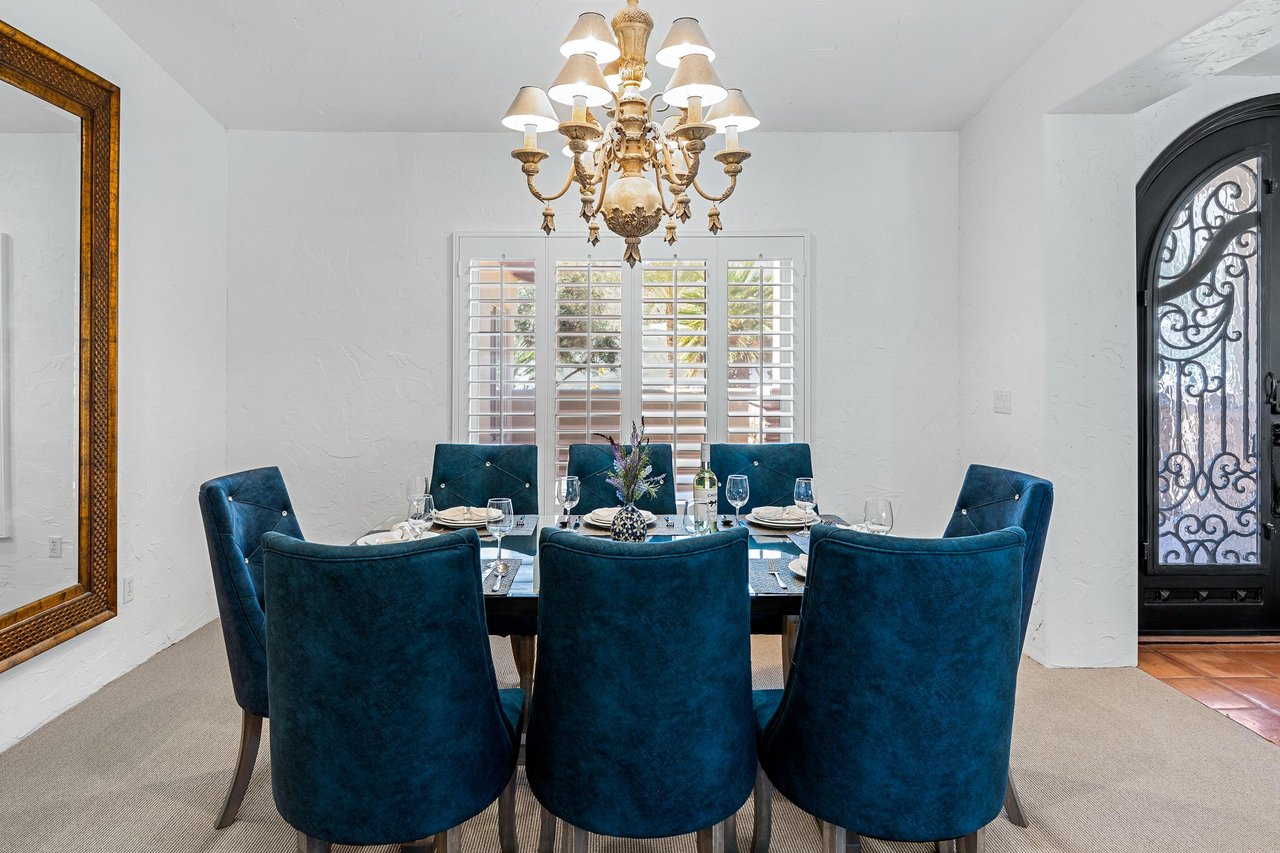 Indoor dining table for eight