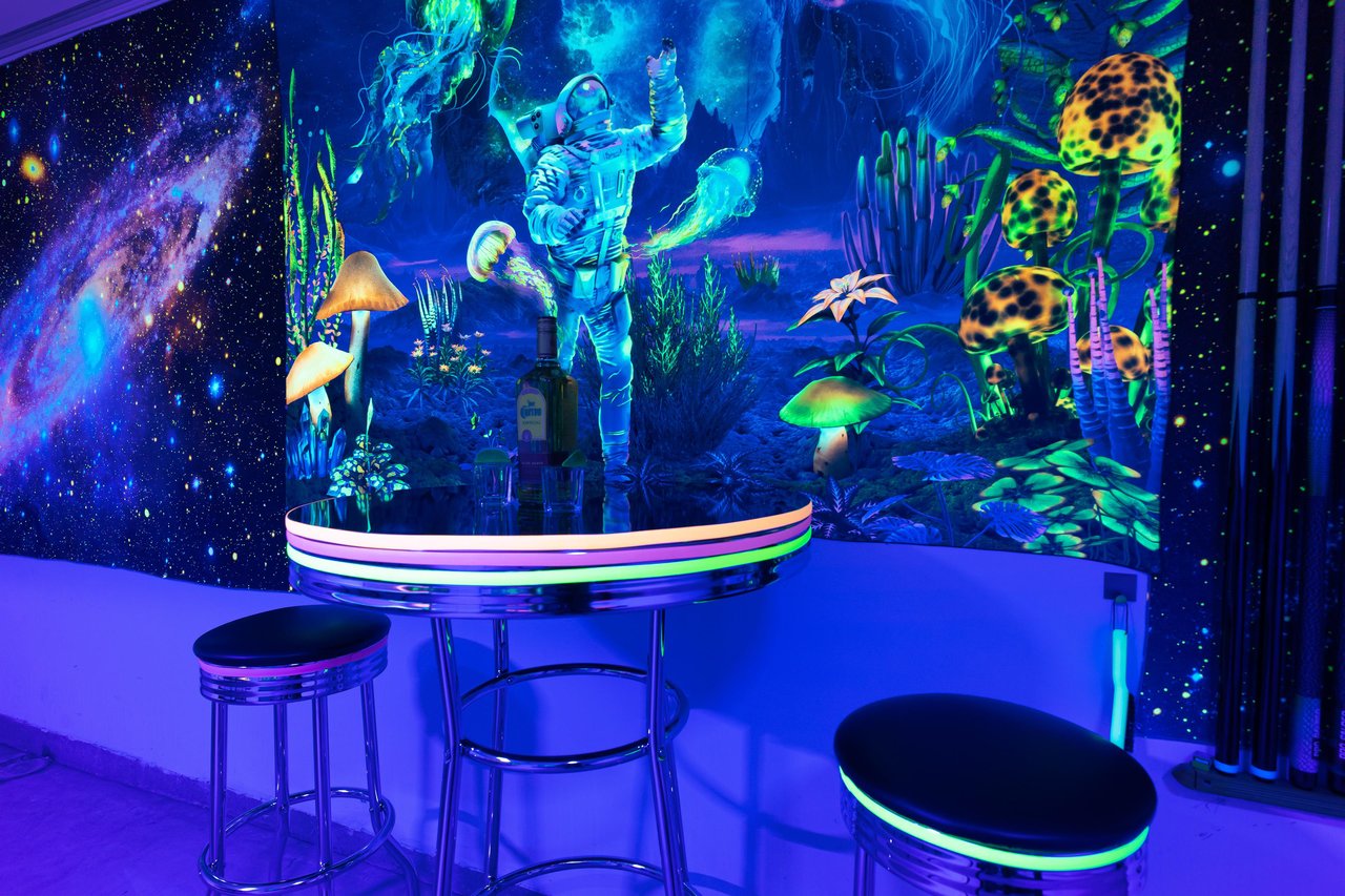 Everything glows under the blacklights