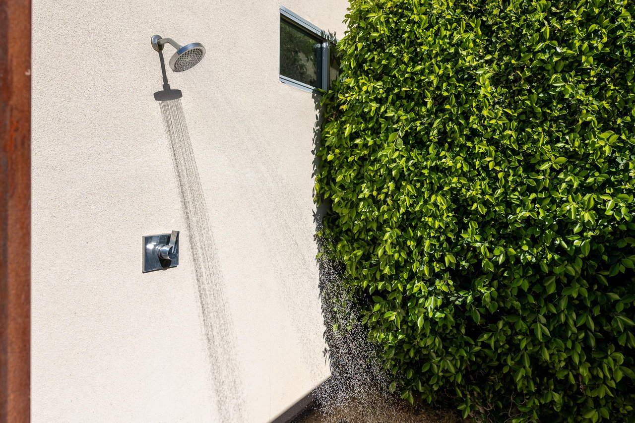 Outdoor shower for cleaning up after Beach Volleyball