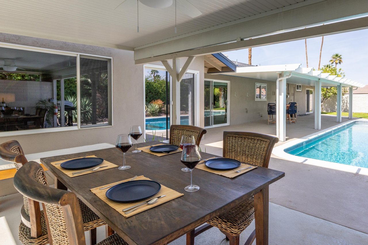 Take a break for lunch in the covered al fresco  dining area