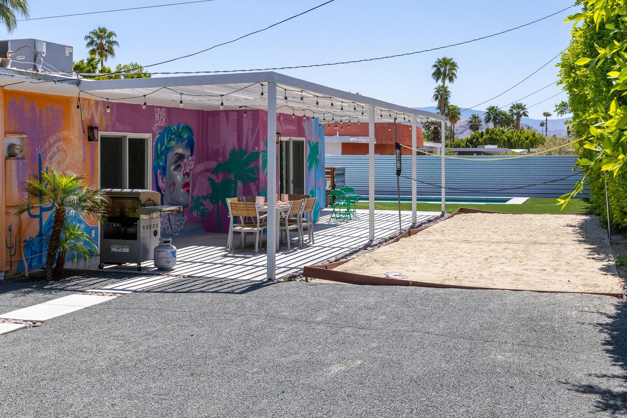 Outdoor dining area with BBQ