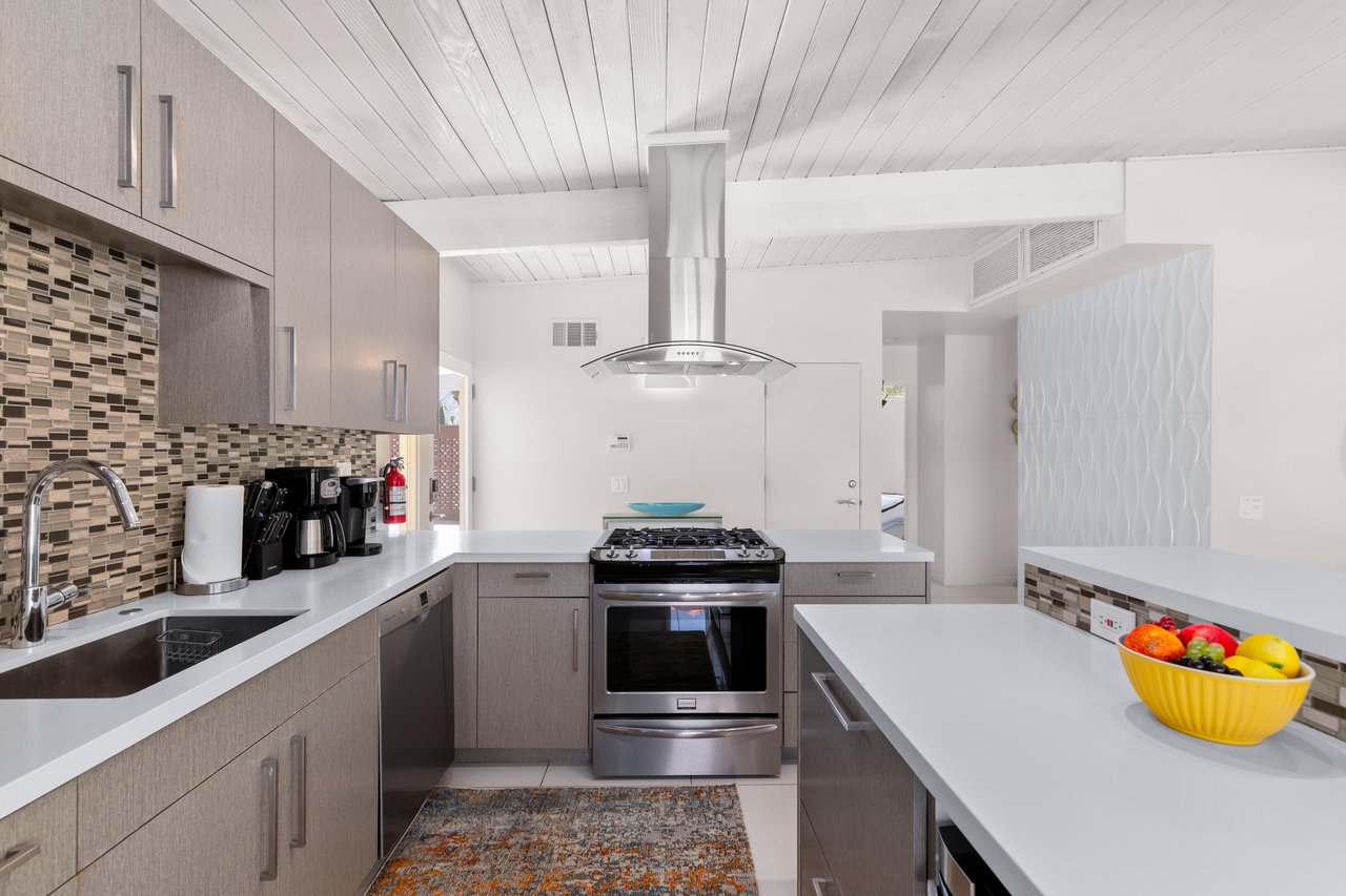 Stainless steel appliances and plenty of cooktop space