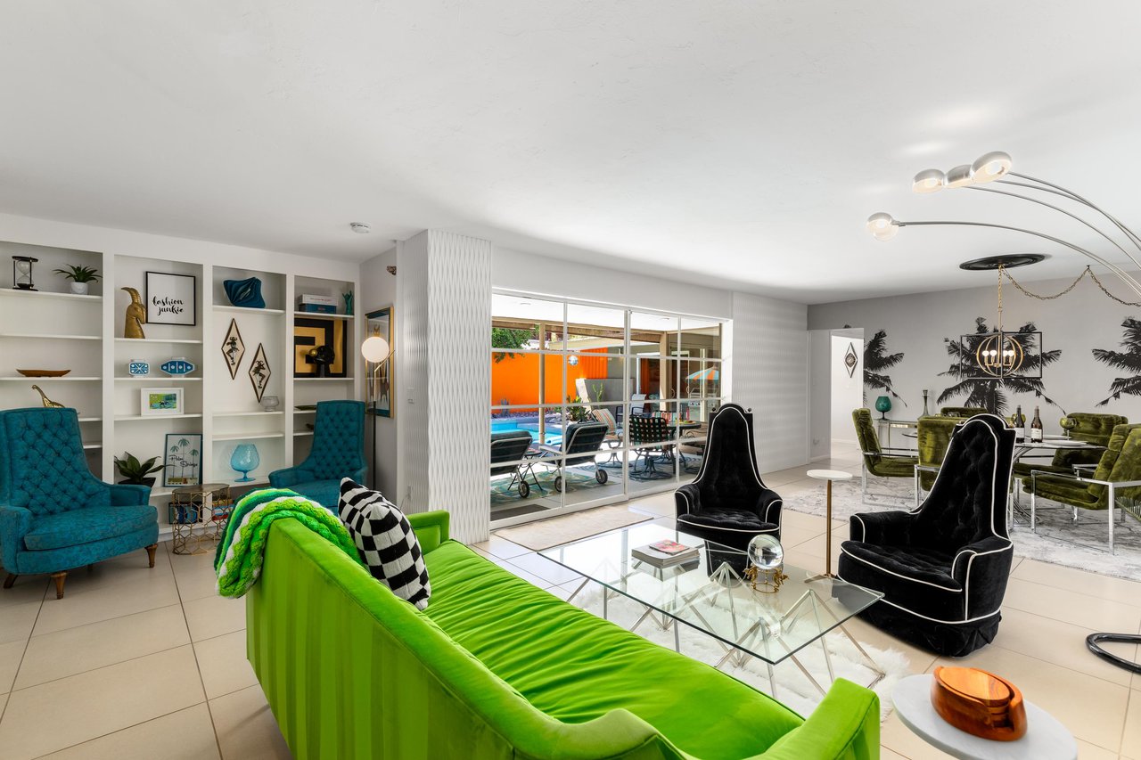 Pops of midcentury modern color and flair everywhere