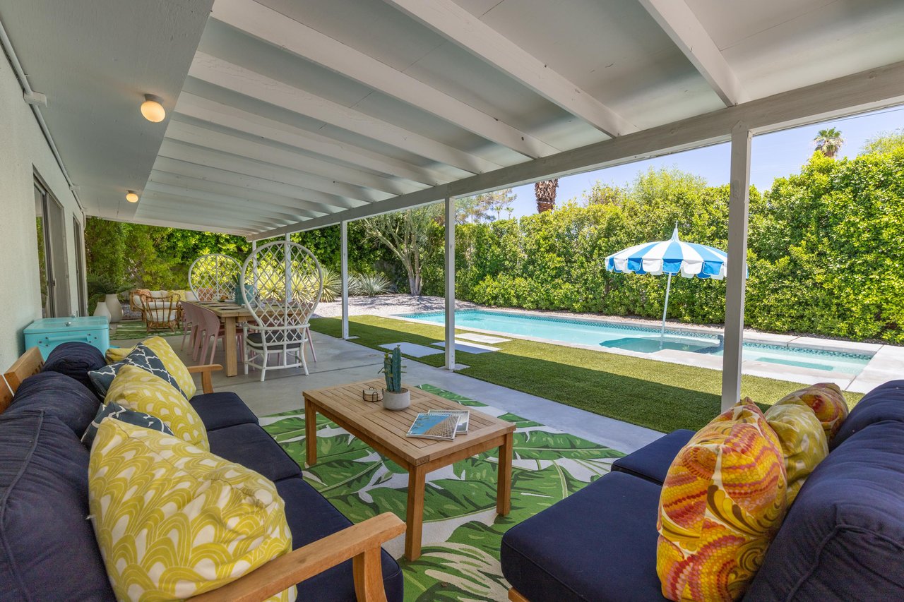 Outdoor covered lounge spaces