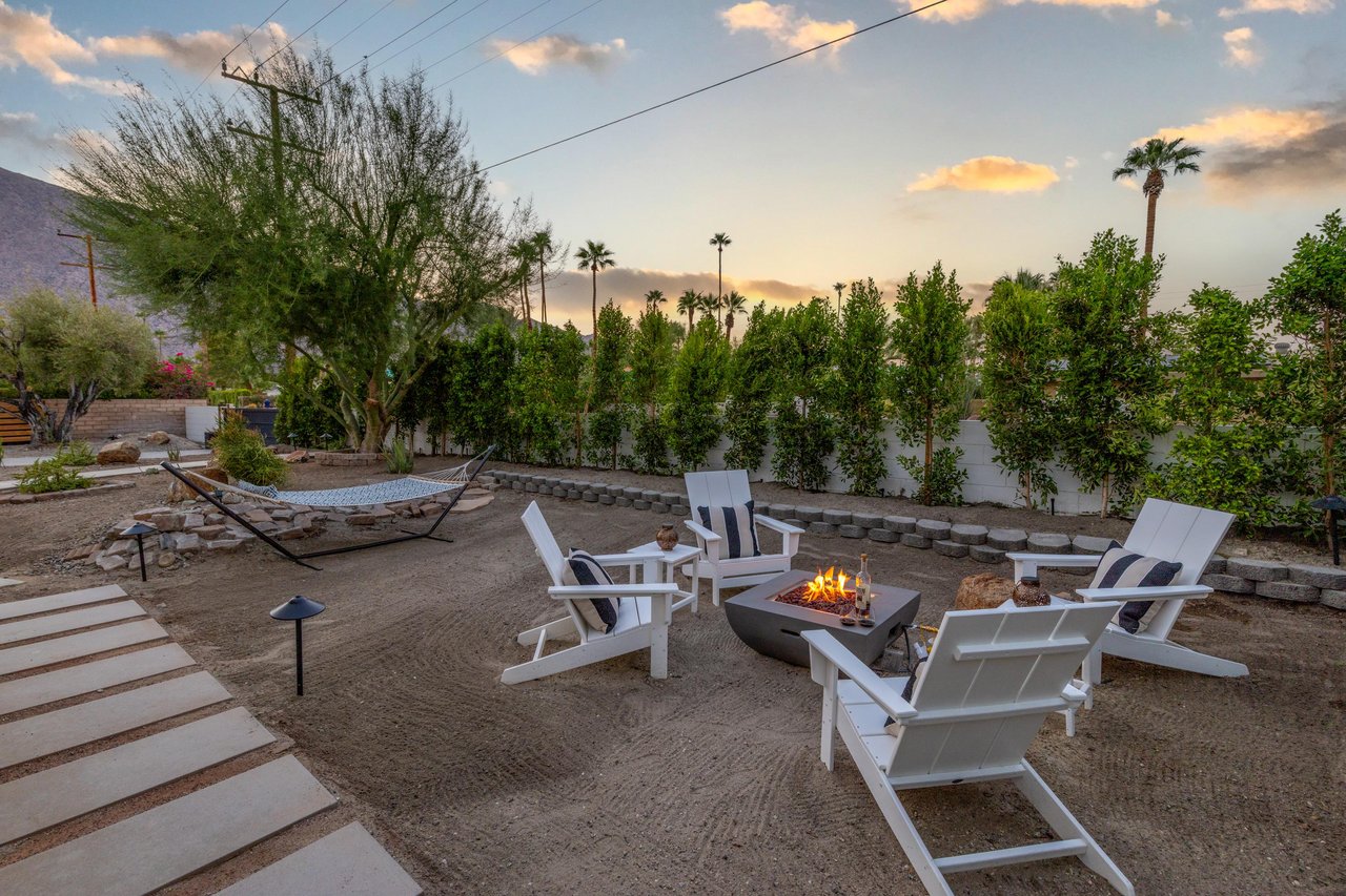 Gather around the firepit and watch the sunset