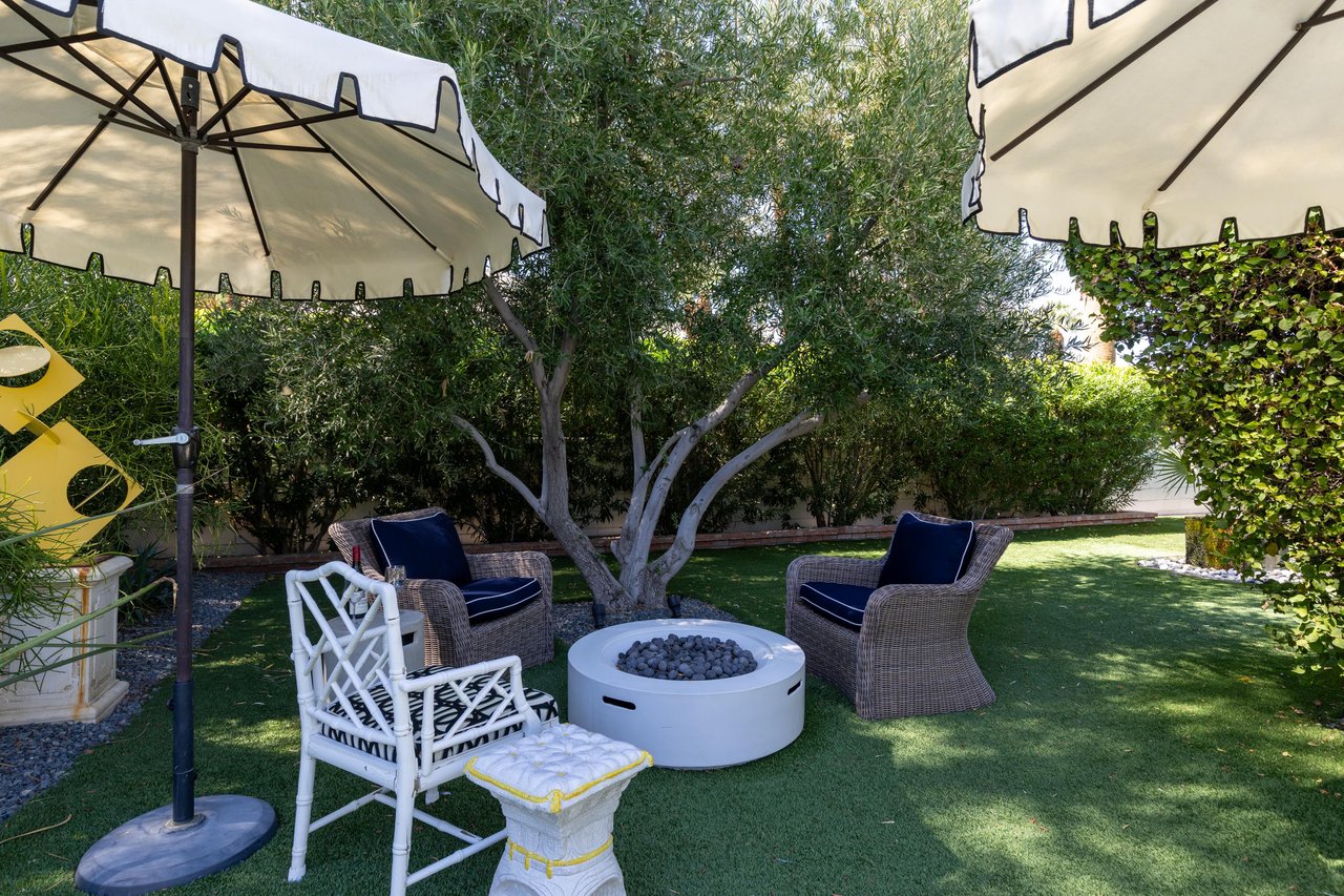 Firepit with mature trees