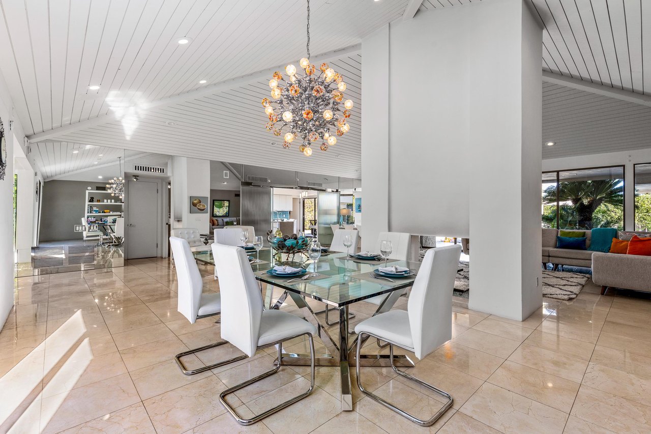 Dining table set for six