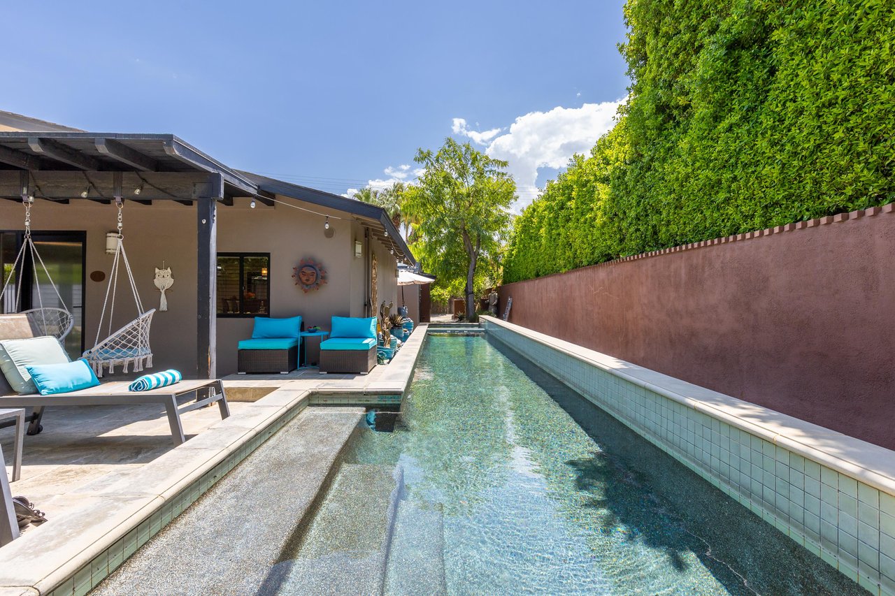 Long pool perfect for swimming laps or floating