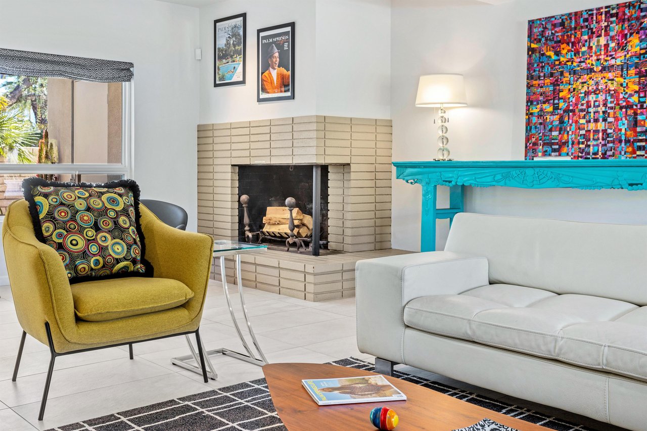 Fireplace in the living area for cozy movie nights